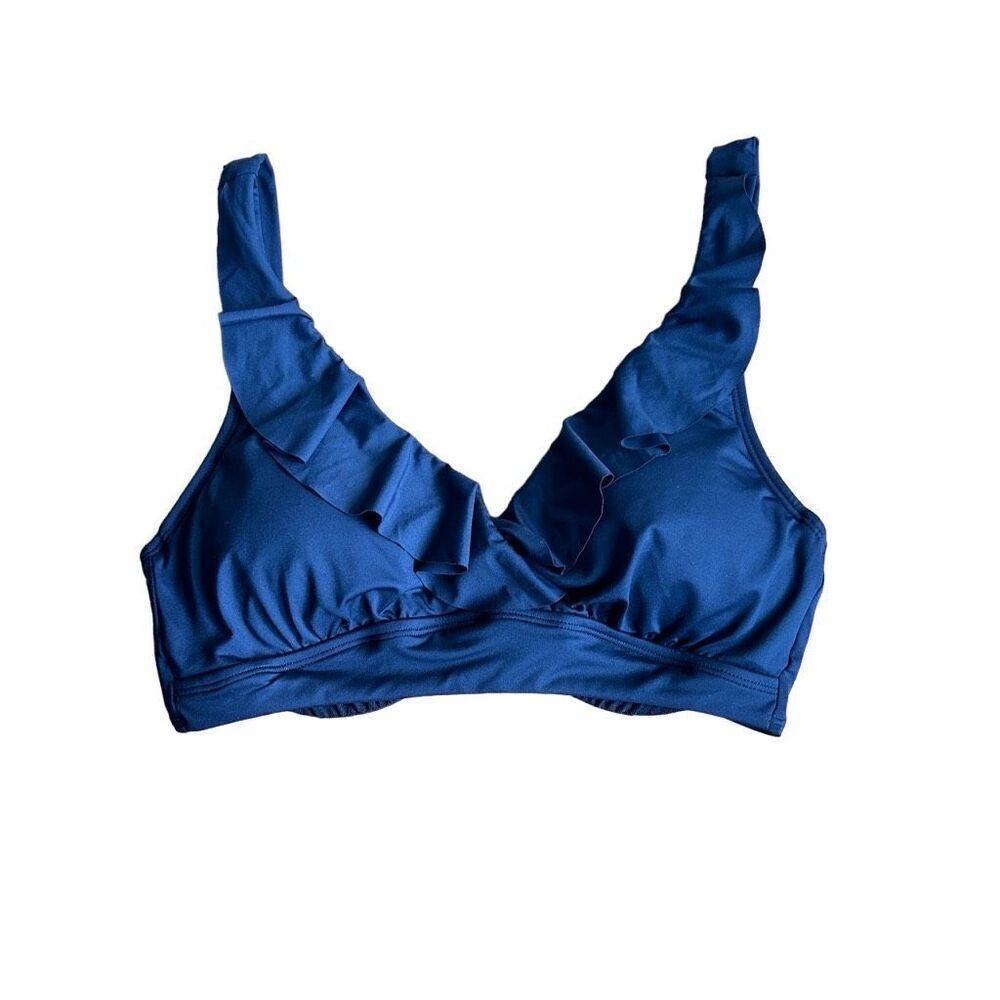 ralph lauren Ruffle Trim V Neck Bikini Top